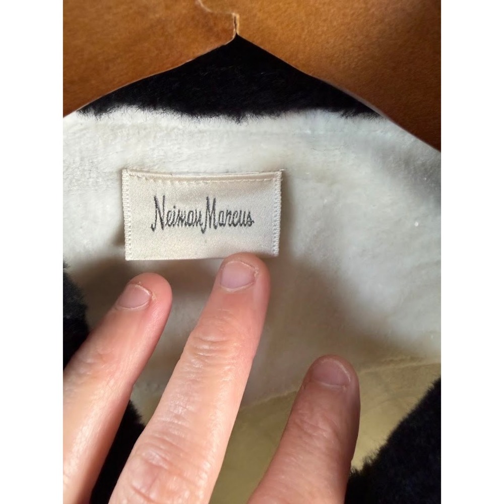 Neiman Marcus Cream Quilted Faux Fur Collar Drawstring Waist Zip Up Jacket L - Picture 8 of 12